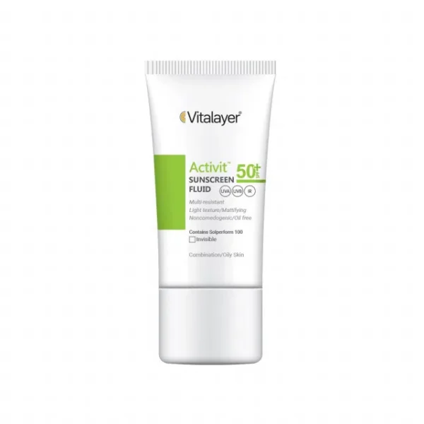 فلوئید ضد آفتاب SPF۵۰ پوست چرب بی رنگ اکتی ویت ویتالیر ۵۰ میلی لیتر